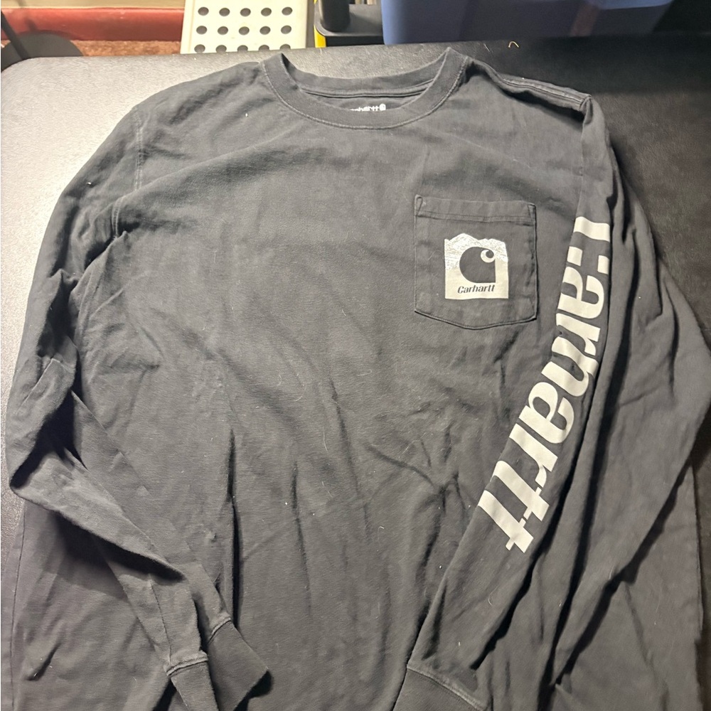 Carhartt Black Long-Sleeve Pocket Tee with Sleeve Logo